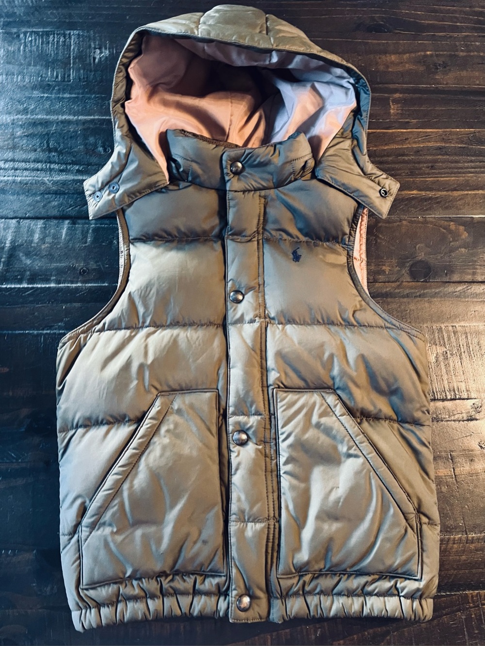 Polo Ralph Lauren Kids Olive Green Puffer Vest With Hood 5